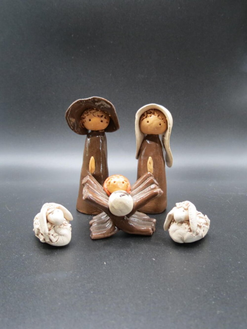 VTG Clay Nativity Christmas Set Handmade Folk Art Pottery Latin America